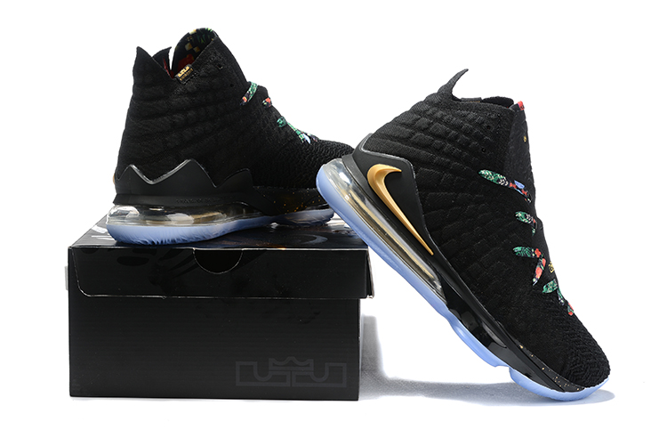 2019 LeBron James 17 Black Gold Ice Blue Shoes